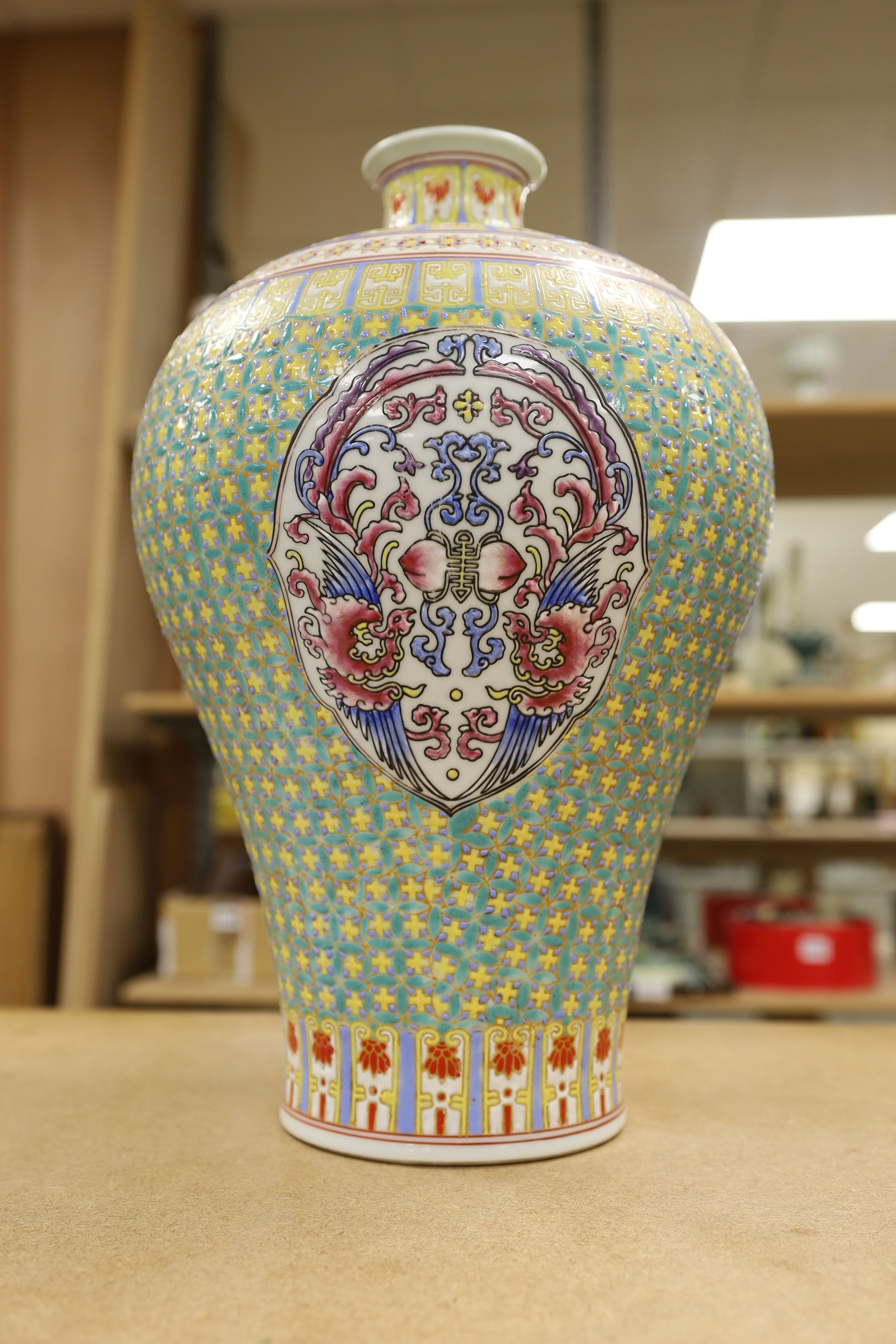 A Chinese enamelled porcelain meiping, 39cm